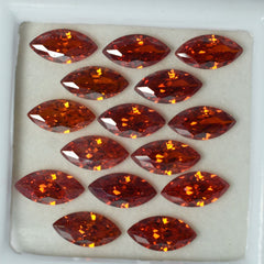 CERTIFIED Natural 9 Pcs Sapphire Orange Marquise Cut Loose Gemstone 10x5 mm Lot