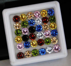 14 Pcs Natural Sapphire Mix Color Lot Round Cut CERTIFIED Loose Gemstone.