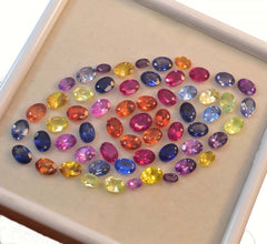 16 Pcs Natural Mix Color Sapphire CERTIFIED Gemstone Oval Lot 7x5 MM