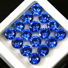 16 PCS Natural Blue Sapphire Gemstone CERTIFIED Lot 5 MM Round Diamond Cut