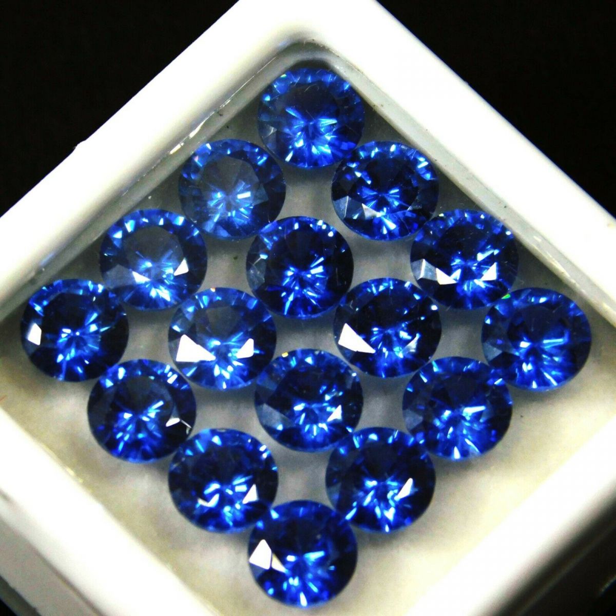 16 PCS Natural Blue Sapphire Gemstone CERTIFIED Lot 5 MM Round Diamond Cut