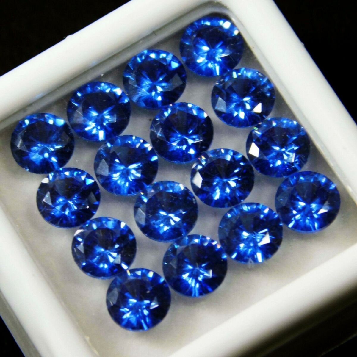 16 PCS Natural Blue Sapphire Gemstone CERTIFIED Lot 5 MM Round Diamond Cut