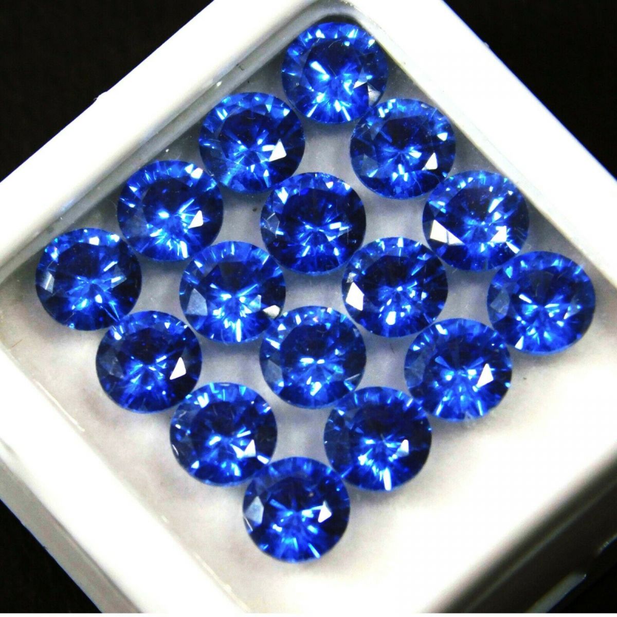 16 PCS Natural Blue Sapphire Gemstone CERTIFIED Lot 5 MM Round Diamond Cut