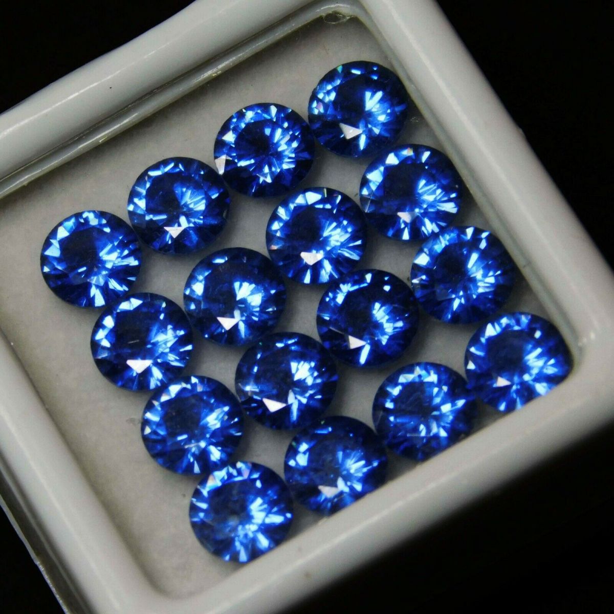 16 PCS Natural Blue Sapphire Gemstone CERTIFIED Lot 5 MM Round Diamond Cut