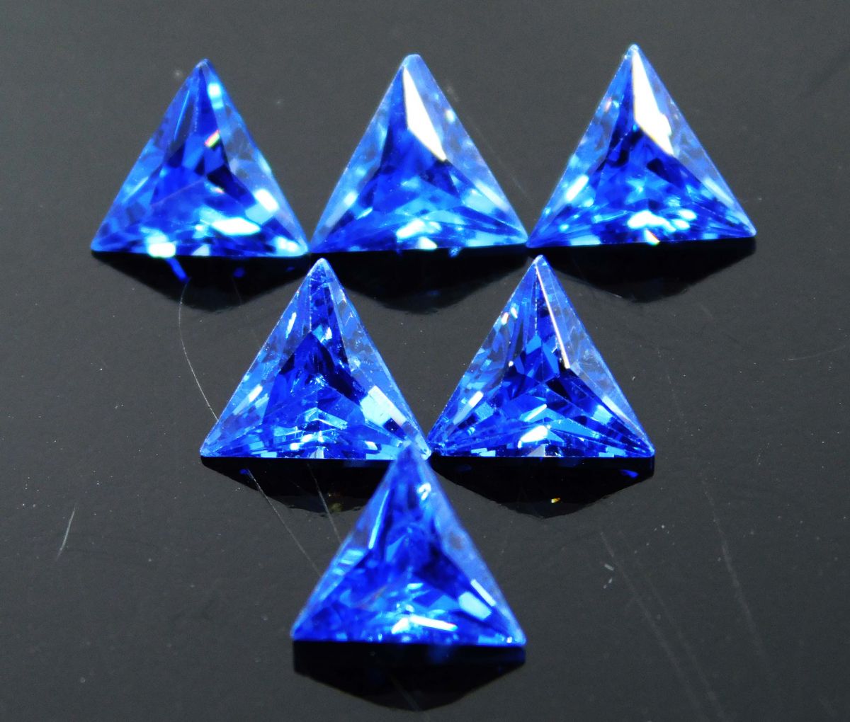 Ring Size Natural Blue Sapphire Trillion Cut 6 PCS CERTIFIED Loose Gemstone Lot