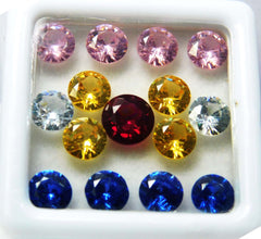 10 pcs Natural Sapphire Mix Color Round Cut CERTIFIED Loose Gemstone Lot