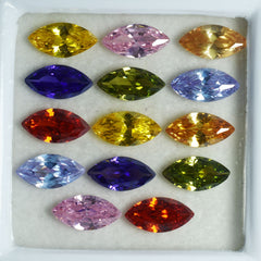 Sapphire Mix Color Gemstone 24 Pcs CERTIFIED Natural Marquise Cut 10.5 MM Lot