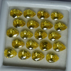 6x4 MM CERTIFIED 12 Pcs Yellow Natural Sapphire Color Pear Cut Loose Gemstone