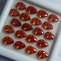 Orange Sapphire Natural CERTIFIED 9 Pcs Pear Cut Loose Gemstone 7x5 mm Lot