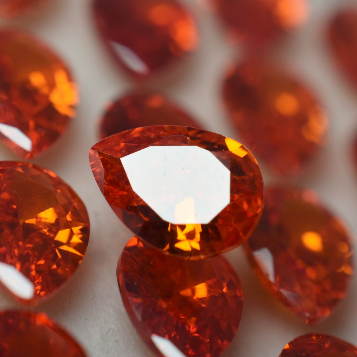 Orange Sapphire Natural CERTIFIED 9 Pcs Pear Cut Loose Gemstone 7x5 mm Lot