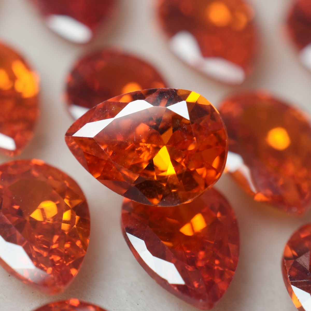 Orange Sapphire Natural CERTIFIED 9 Pcs Pear Cut Loose Gemstone 7x5 mm Lot