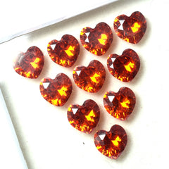 6 Pcs Natural Gemstone Orange Sapphire CERTIFIED Loose Heart Cut 5 MM Lot