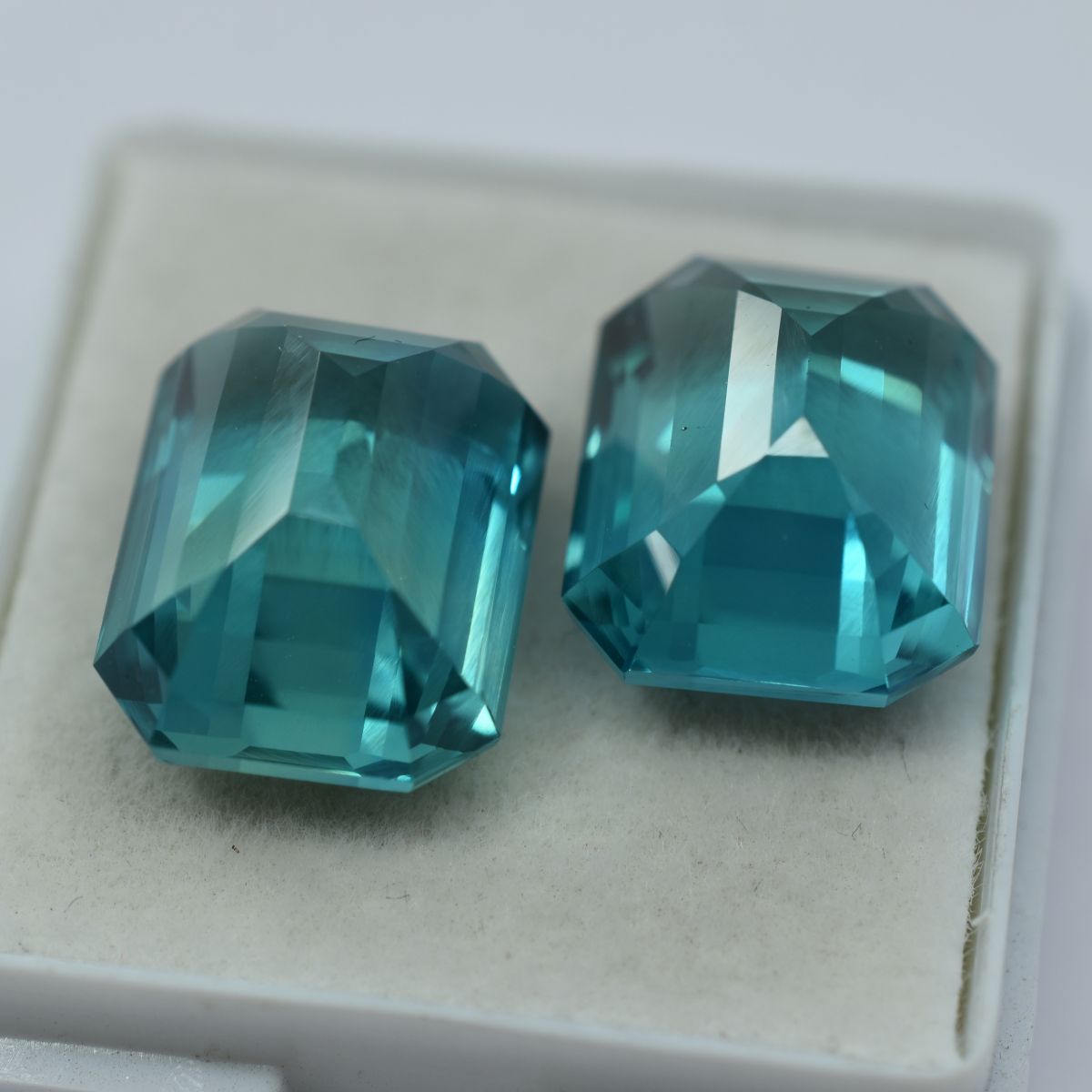 CERTIFIED 17.24 Ct Natural Sapphire Emerald Cut Bluish Green Loose Gemstone Pair