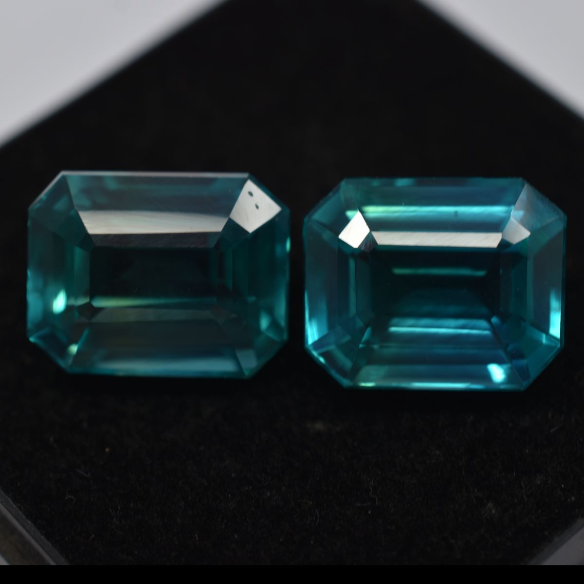 CERTIFIED 17.24 Ct Natural Sapphire Emerald Cut Bluish Green Loose Gemstone Pair