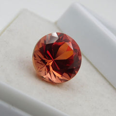 Stunning 7.60 Ct Round Cut Natural Orange Sapphire CERTIFIED Loose Gemstone