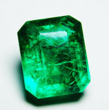 Loose emerald gemstone on clean white background