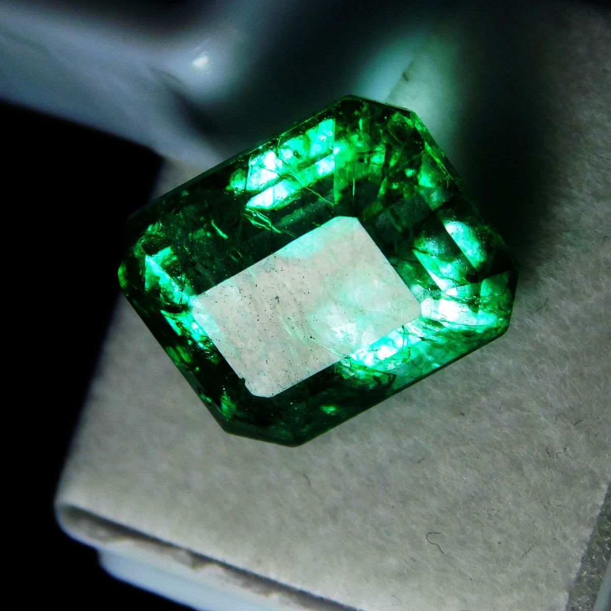 11.40 Ct Natural Green Emerald Colombian Emerald Cut CERTIFIED Loose Gemstone.