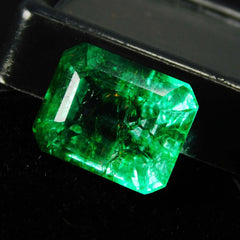 11 Ct Natural Green Colombian Emerald Emerald Cut CERTIFIED Loose Gemstone