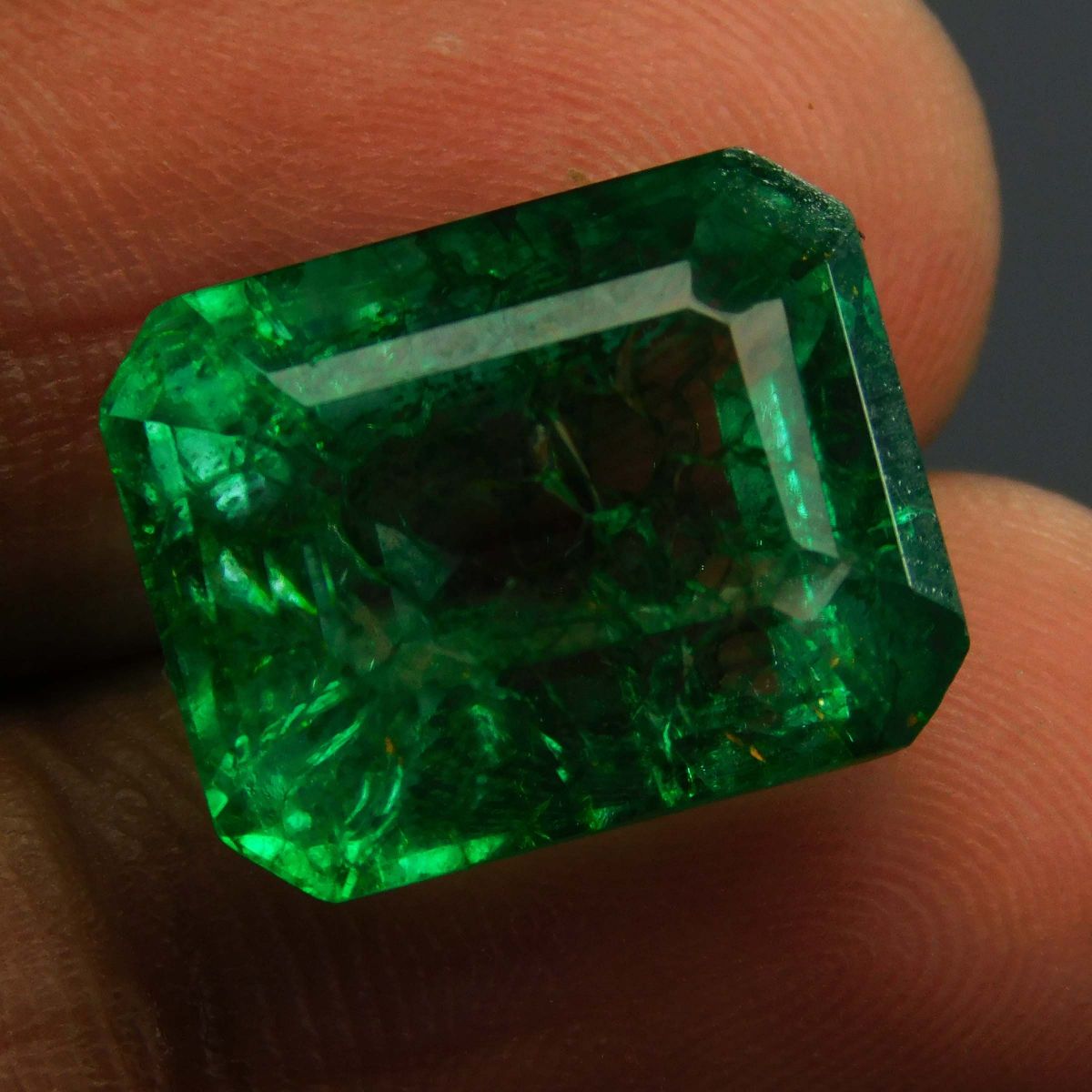 11 Ct Natural Green Colombian Emerald Emerald Cut CERTIFIED Loose Gemstone