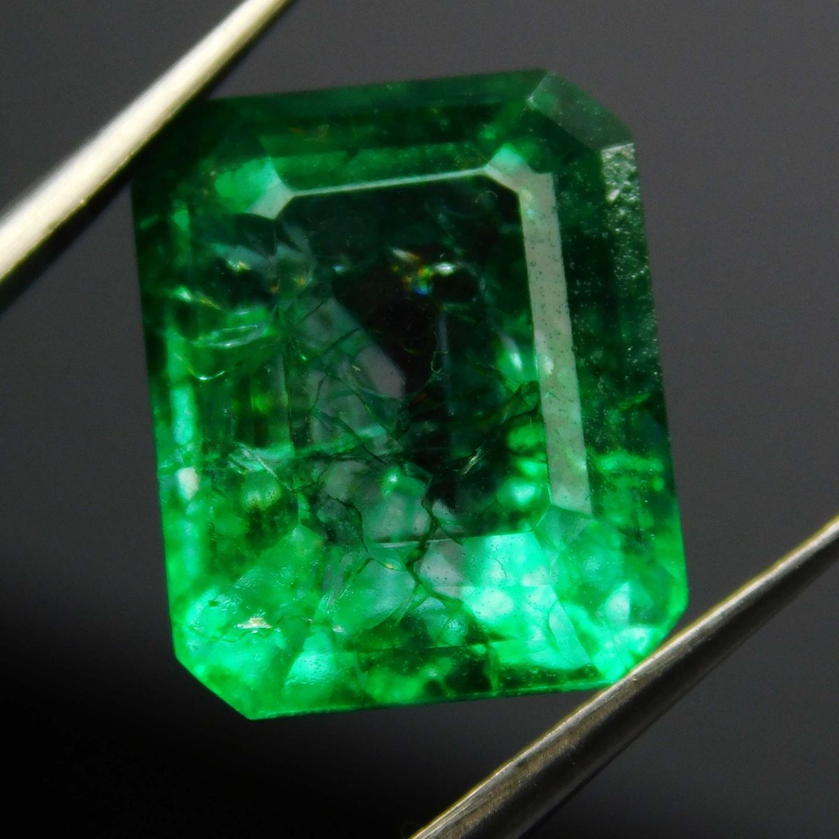 11 Ct Natural Green Colombian Emerald Emerald Cut CERTIFIED Loose Gemstone