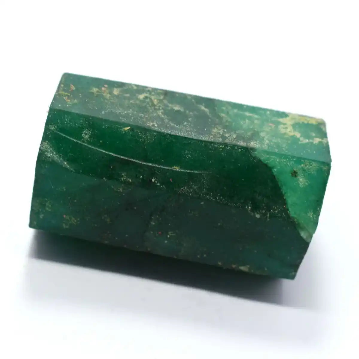 Green marbled soap bar on a white background