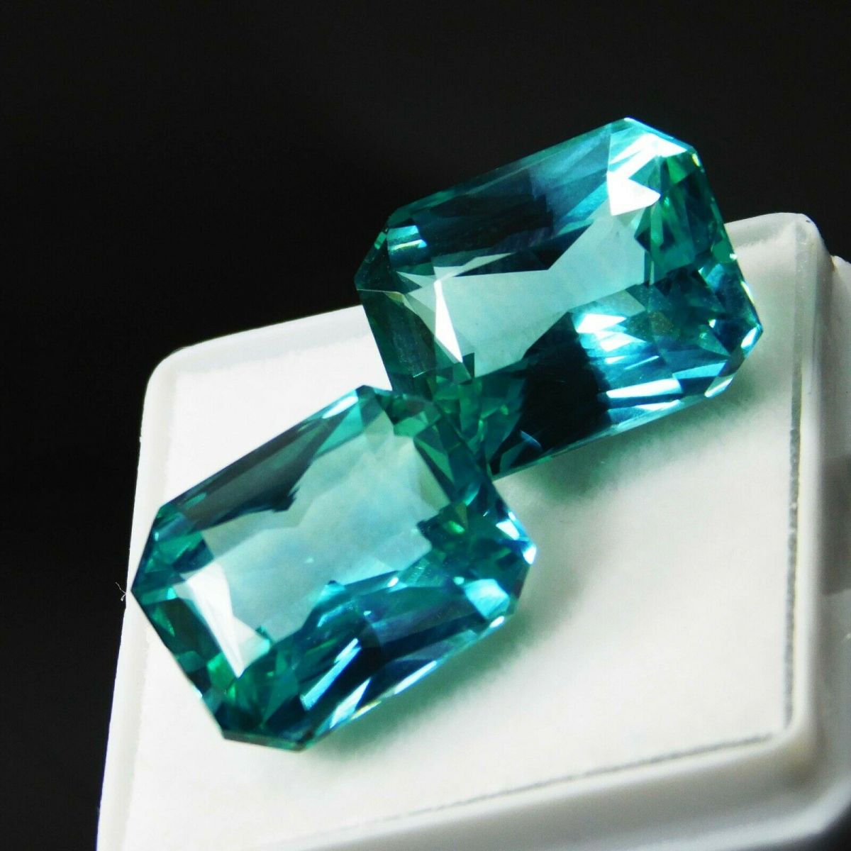 20.10 Ct Natural Grandidierite Loose Gemstone CERTIFIED Green Emerald Cut Pair