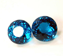 Round Cut Pair 100 Ct  A++ Rare Lab-Created Teal Sapphire CERTIFIED Loose Gems