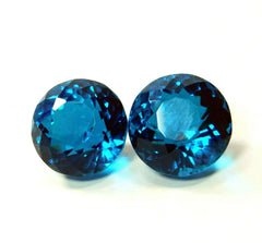 Round Cut Pair 100 Ct  A++ Rare Lab-Created Teal Sapphire CERTIFIED Loose Gems