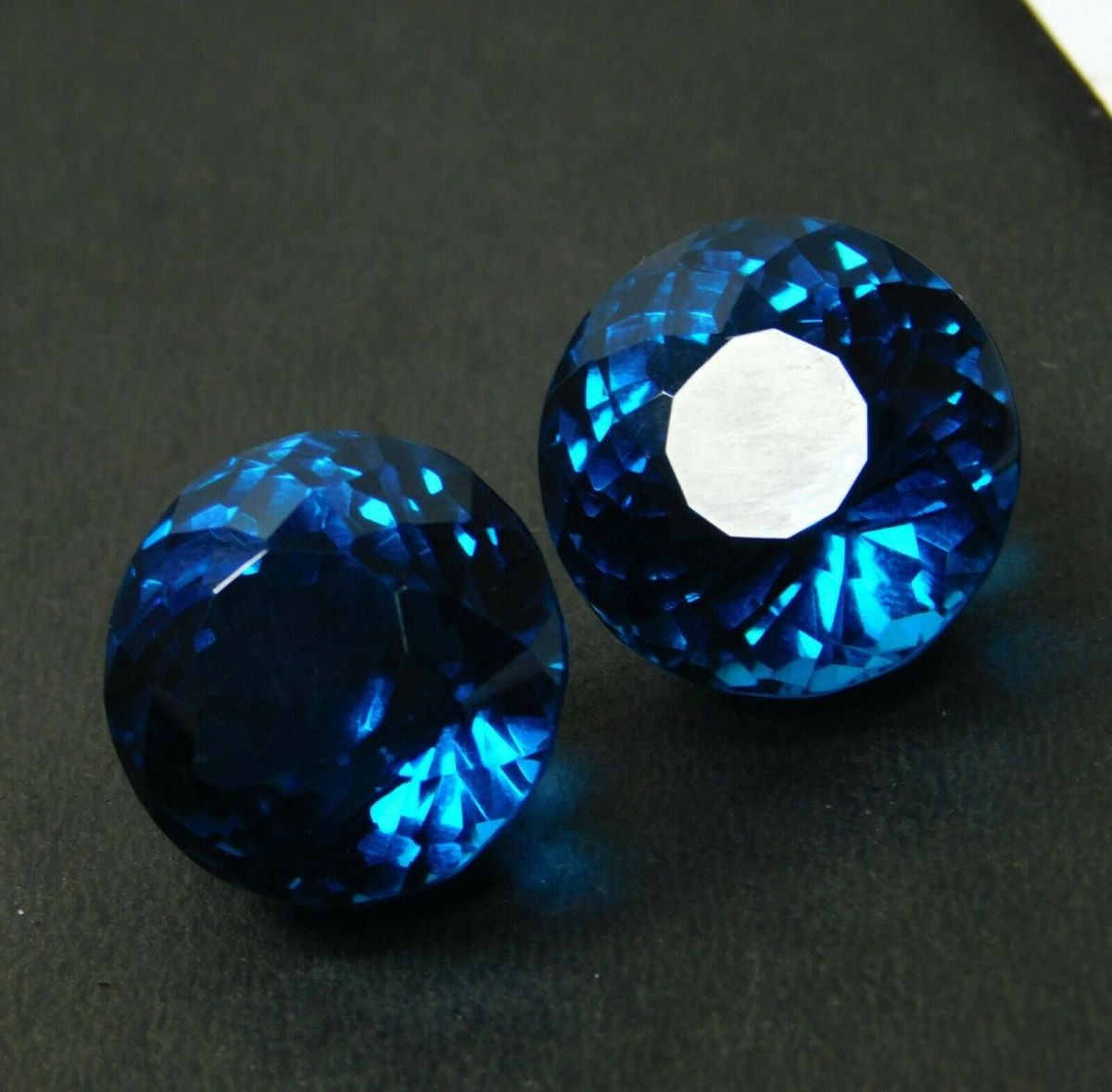 Round Cut Pair 100 Ct  A++ Rare Lab-Created Teal Sapphire CERTIFIED Loose Gems