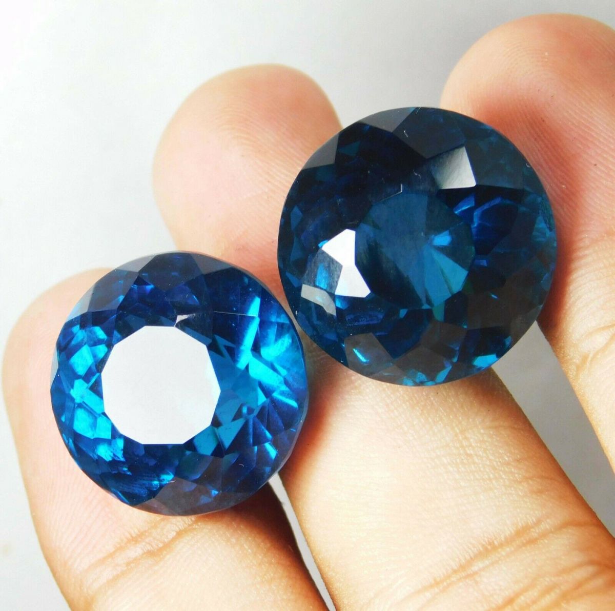 Round Cut Pair 100 Ct  A++ Rare Lab-Created Teal Sapphire CERTIFIED Loose Gems