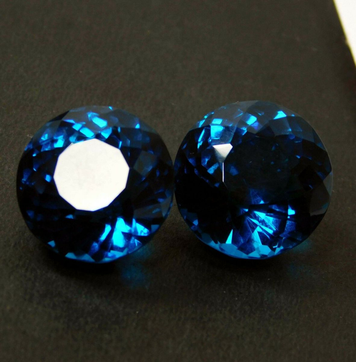 Round Cut Pair 100 Ct  A++ Rare Lab-Created Teal Sapphire CERTIFIED Loose Gems