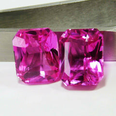 Natural Pink Sapphire 18 Ct AA++ Loose Gemstone CERTIFIED Emerald Cut Pair's