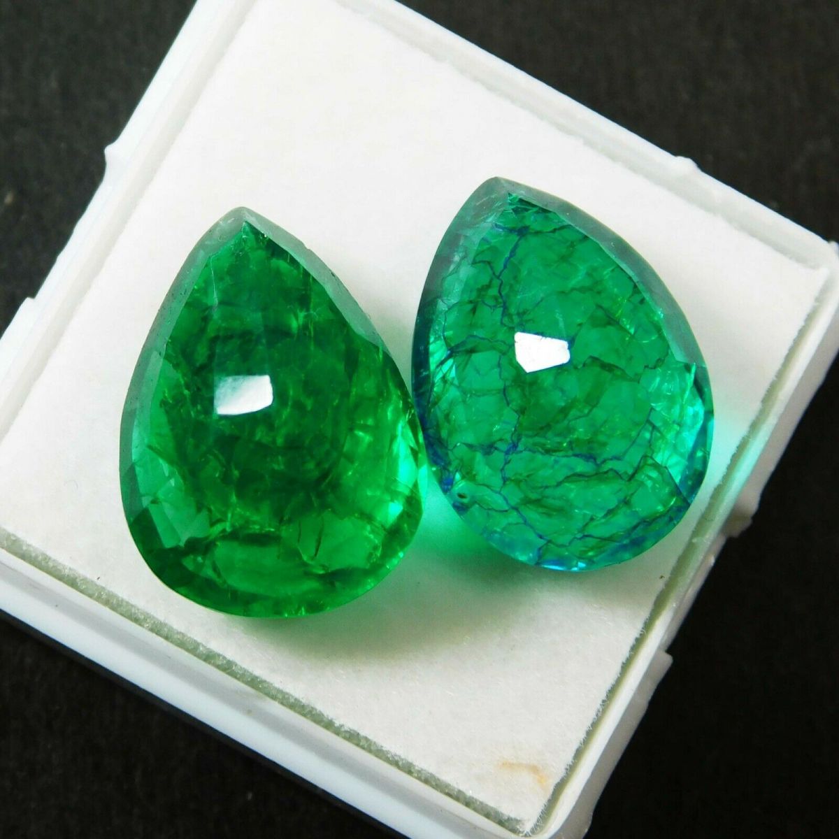 18.52 Ct Pear Cut Natural Green Emerald CERTIFIED Colombian Loose Gemstone Pair