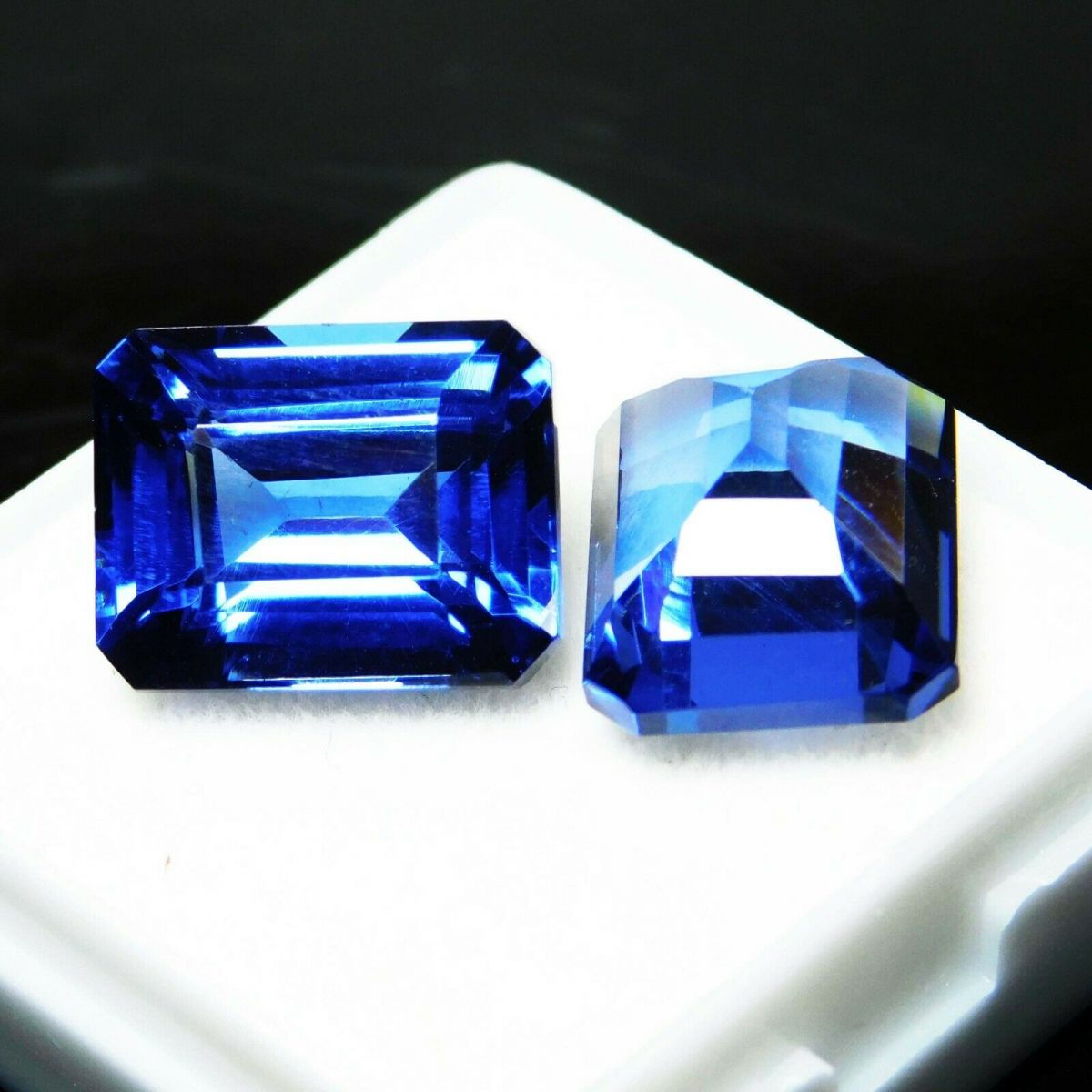 16 Carat CERTIFIED Loose Gemstone Natural Blue Tanzanite Emerald Cut Pair