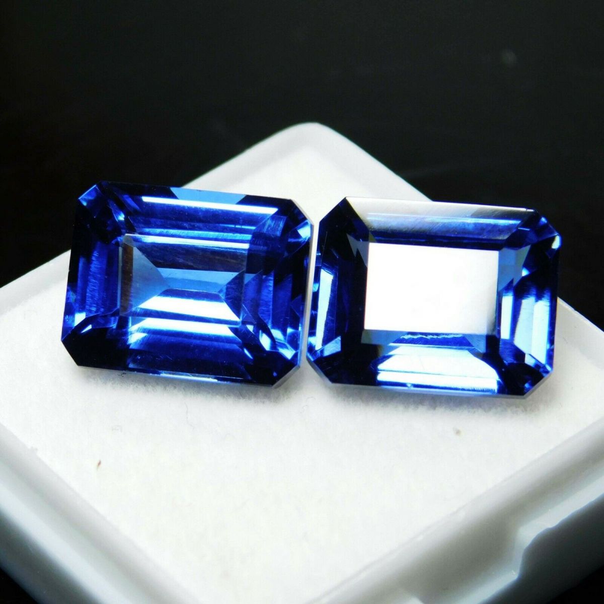 16 Carat CERTIFIED Loose Gemstone Natural Blue Tanzanite Emerald Cut Pair