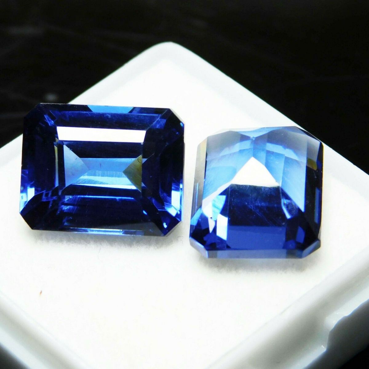 16 Carat CERTIFIED Loose Gemstone Natural Blue Tanzanite Emerald Cut Pair