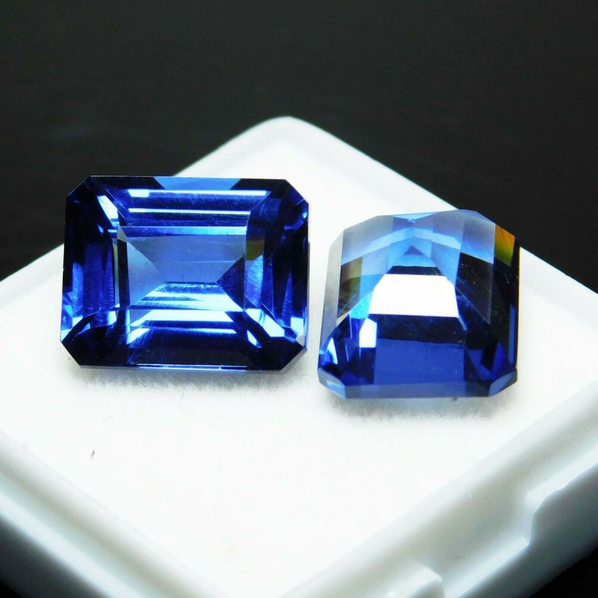 16 Carat CERTIFIED Loose Gemstone Natural Blue Tanzanite Emerald Cut Pair