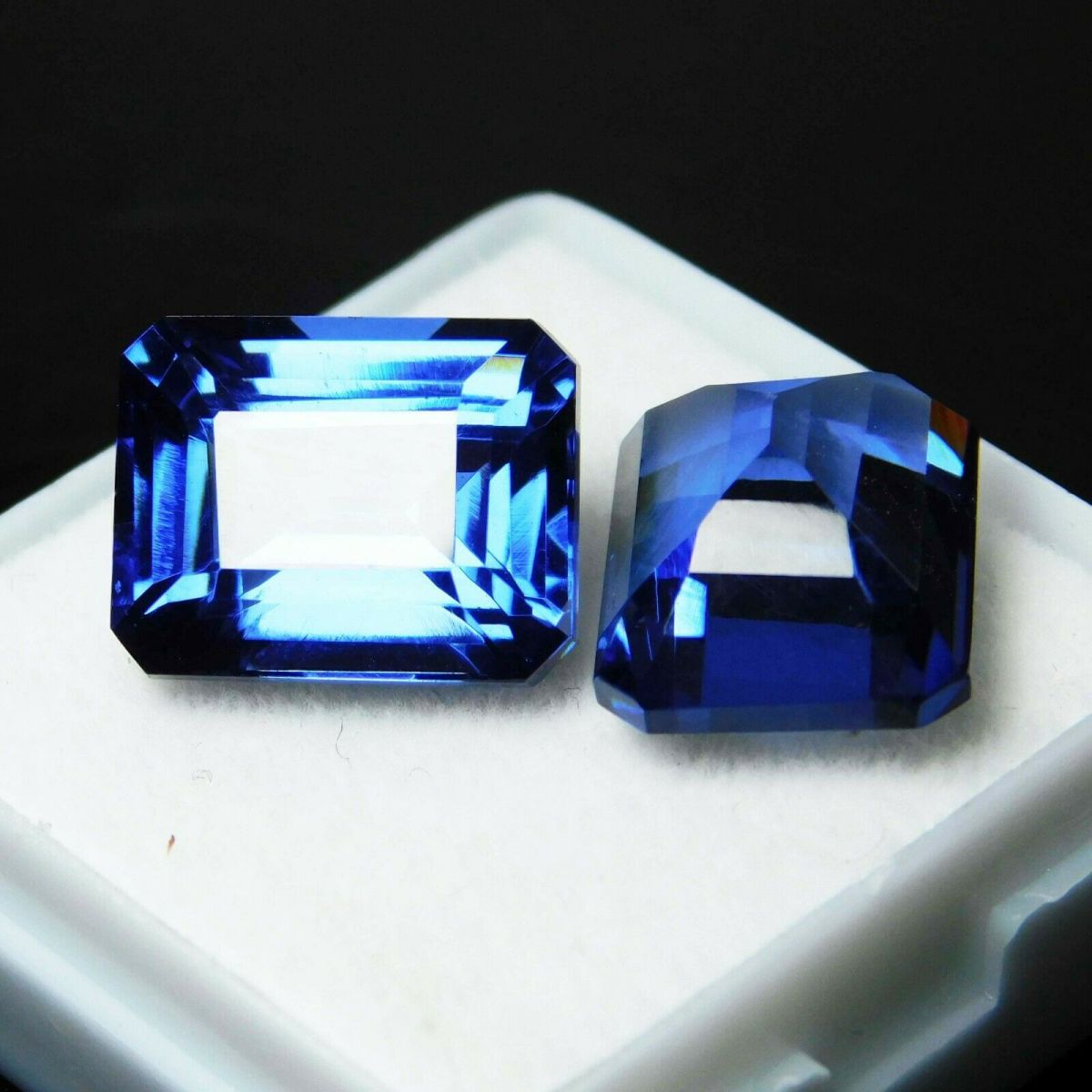 16 Carat CERTIFIED Loose Gemstone Natural Blue Tanzanite Emerald Cut Pair