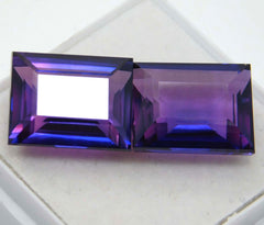 Emerald Shape Purple Sapphire 20.90 Ct Natural Loose Gemstone CERTIFIED Pair