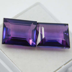 Emerald Shape Purple Sapphire 20.90 Ct Natural Loose Gemstone CERTIFIED Pair