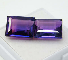 Emerald Shape Purple Sapphire 20.90 Ct Natural Loose Gemstone CERTIFIED Pair