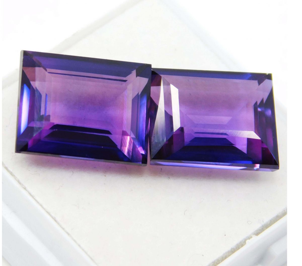 Emerald Shape Purple Sapphire 20.90 Ct Natural Loose Gemstone CERTIFIED Pair