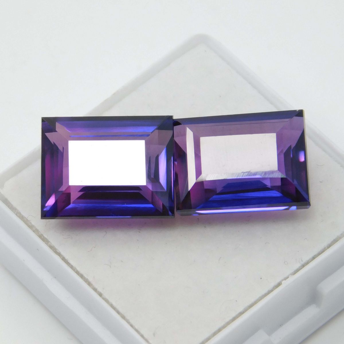 Emerald Shape Purple Sapphire 20.90 Ct Natural Loose Gemstone CERTIFIED Pair