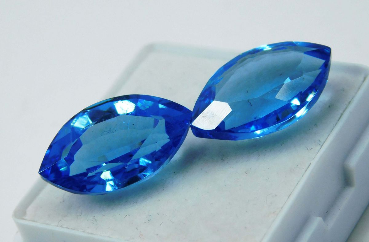 Natural Sapphire 18.40 Ct Pair Loose Gemstone Marquise Cut CERTIFIED Blue Color