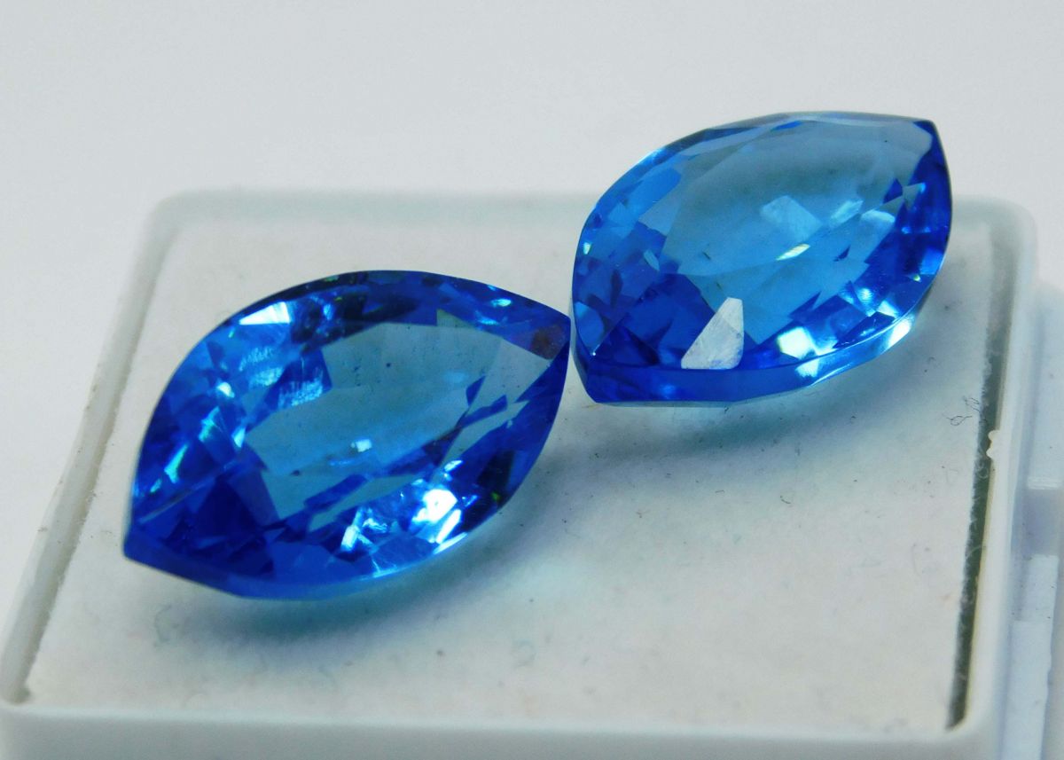 Natural Sapphire 18.40 Ct Pair Loose Gemstone Marquise Cut CERTIFIED Blue Color