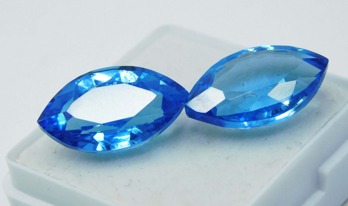 Natural Sapphire 18.40 Ct Pair Loose Gemstone Marquise Cut CERTIFIED Blue Color