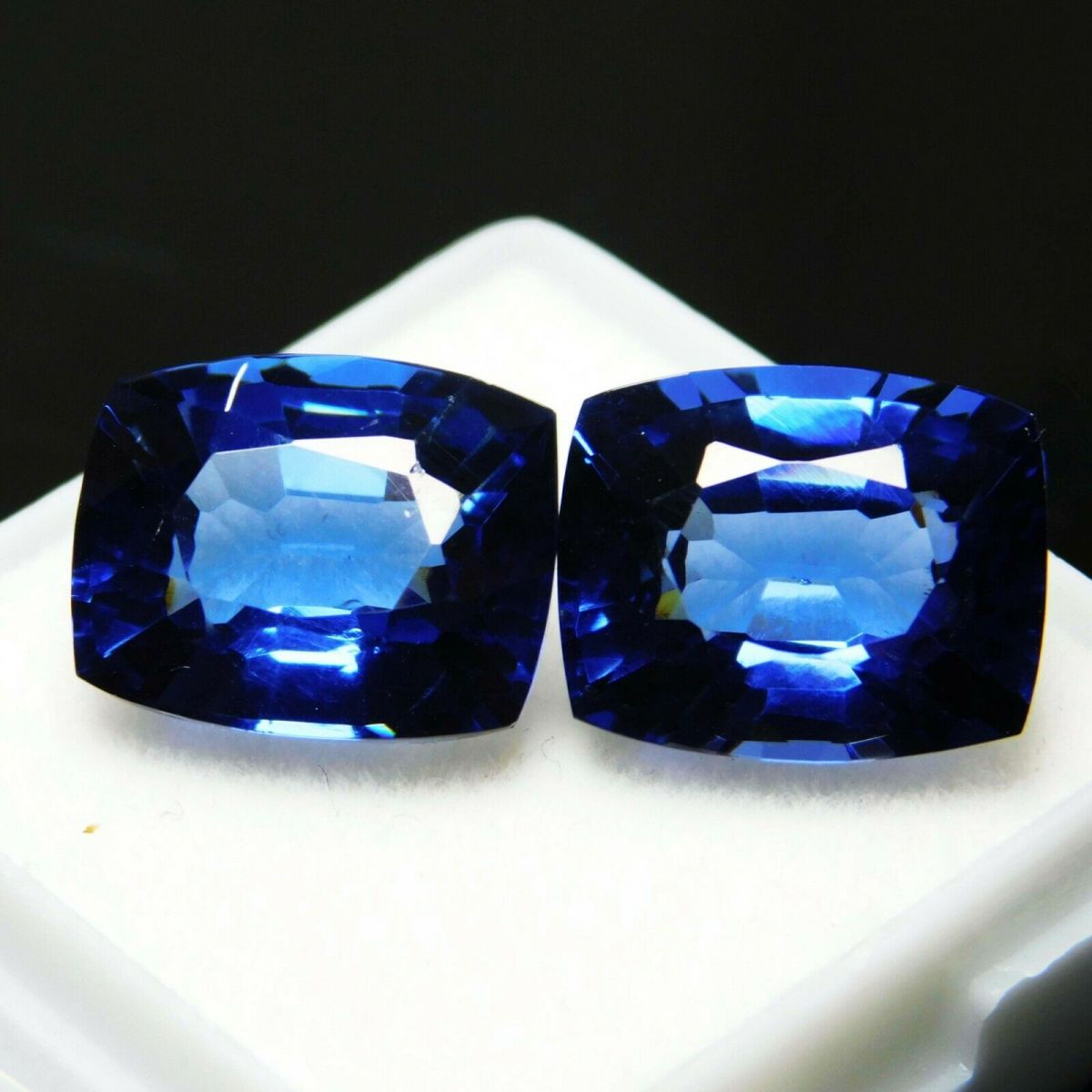 16 Carat Natural Tanzanite Blue CERTIFIED Loose Gemstone Pair Cushion Cut