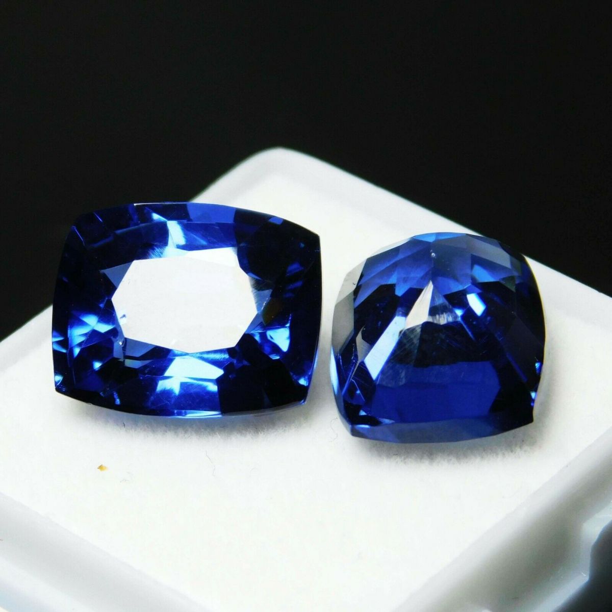 16 Carat Natural Tanzanite Blue CERTIFIED Loose Gemstone Pair Cushion Cut