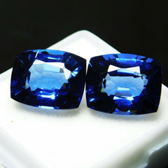 16 Carat Natural Tanzanite Blue CERTIFIED Loose Gemstone Pair Cushion Cut