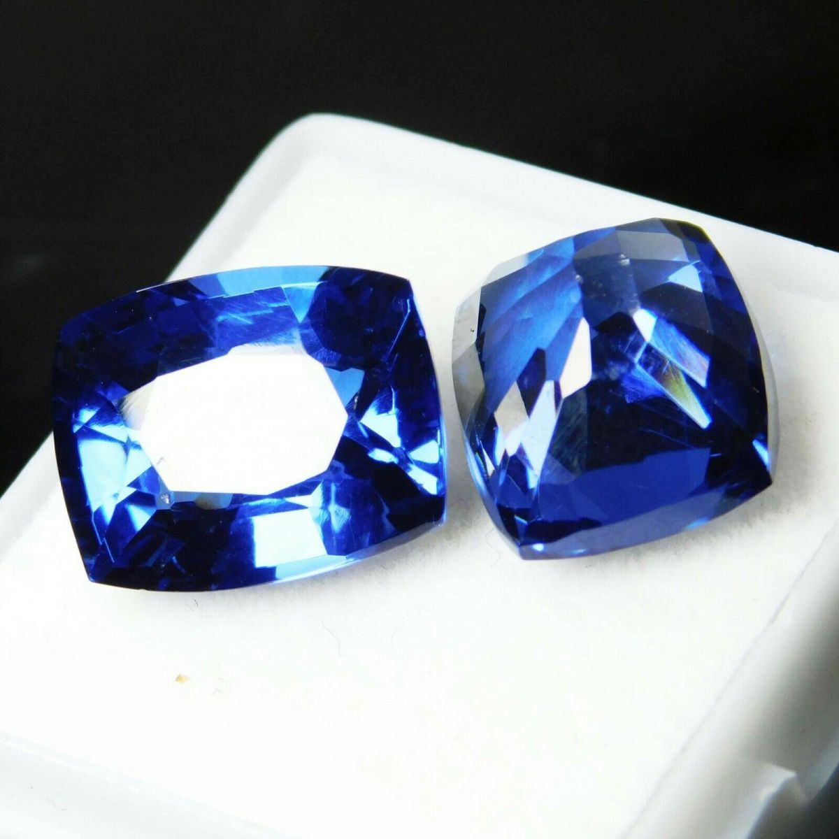 16 Carat Natural Tanzanite Blue CERTIFIED Loose Gemstone Pair Cushion Cut